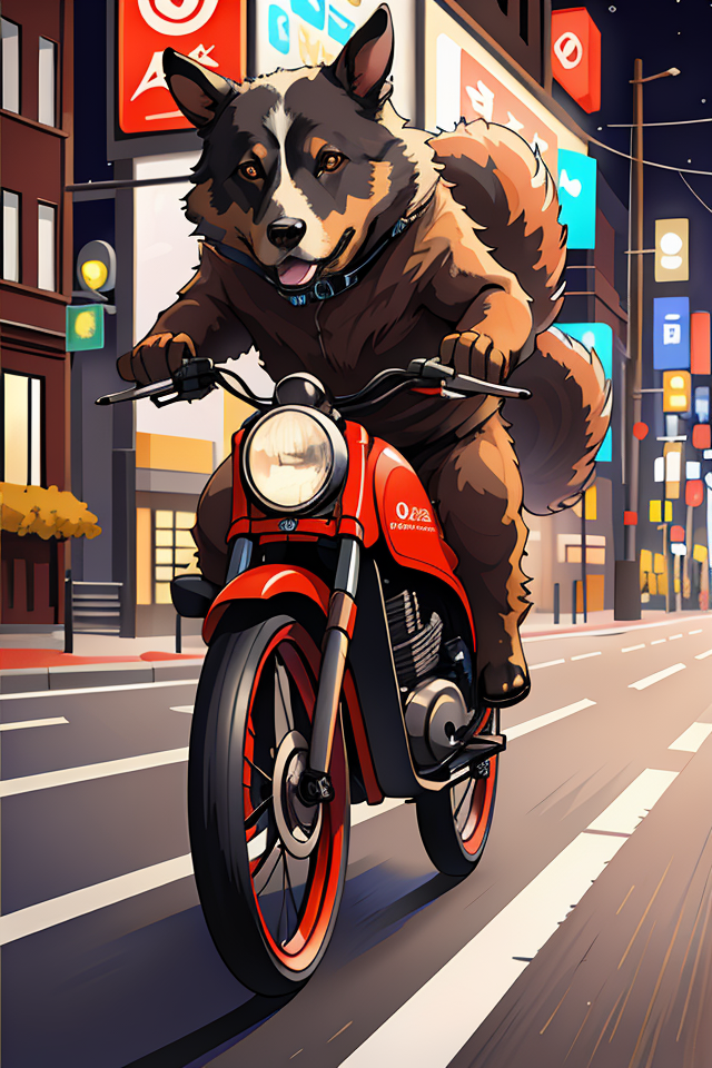 02660-1827905669-dog riding a neon bike in the night, digital art, hd, high quality, trending on artstation.png